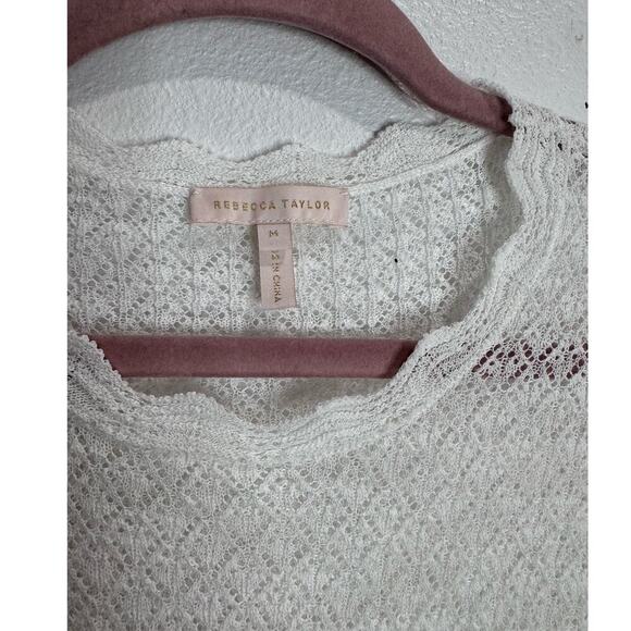 Rebecca Taylor Women's Long Sleeve Lace Pointelle Dress in Milk Medium - Picture 6 of 8